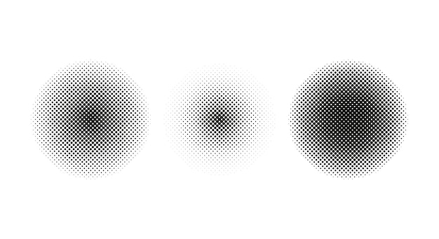 Set of round halftone elements