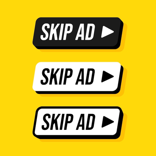 Set of rounded rectangle skip ad button