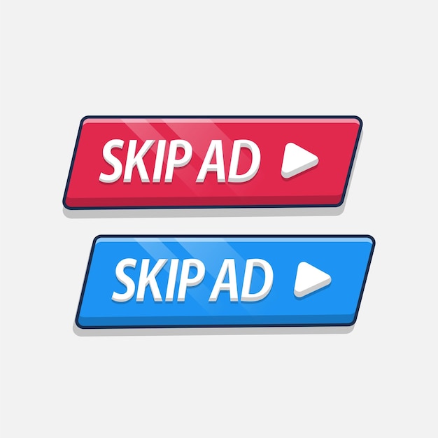 Set of rounded rectangle skip ad button