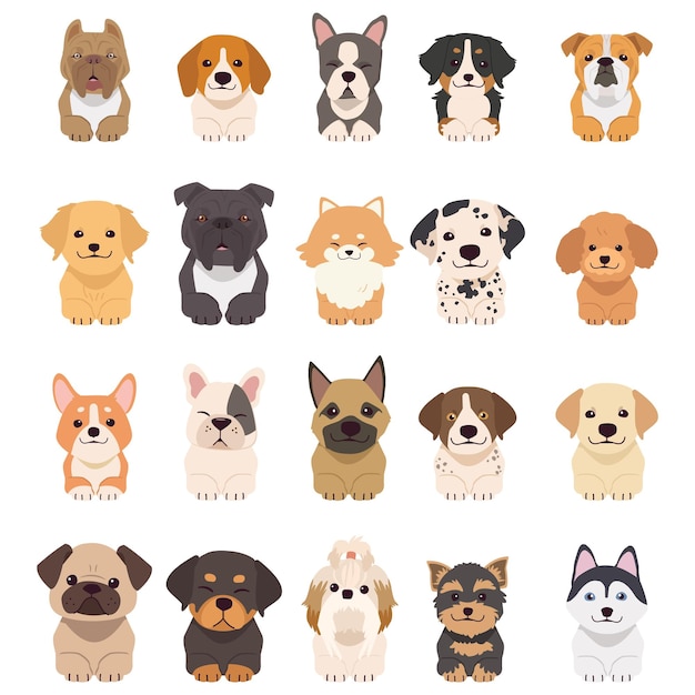 Set of row of the tops of heads of dogs with paws up peeking over Illustration of Hawaii dog and p