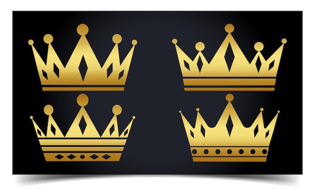 Set of royal gold king crown icons