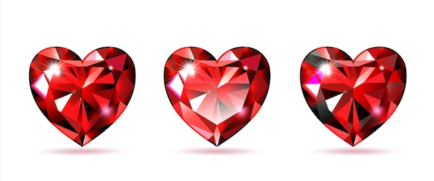 Set Rubin in the shape of a heart Red gemstone decor for Valentines Day International Womens Day