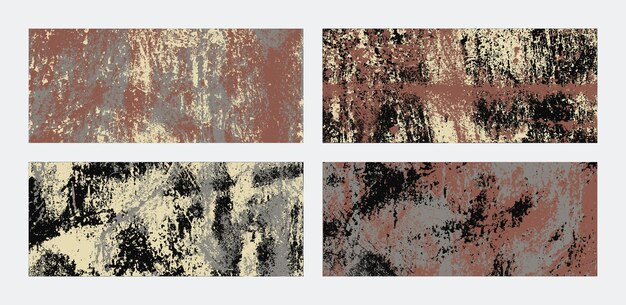 Vector set or rusty grunge texture horizontal banner backgrounds abstract colored grungy patterns