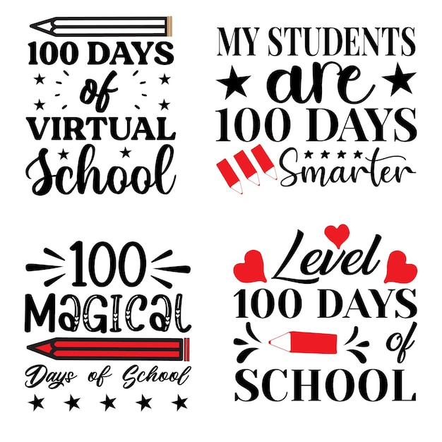 A set of S100 Days of of school svg t-shirt design bundle,100 Days of of school t shirt bundle.