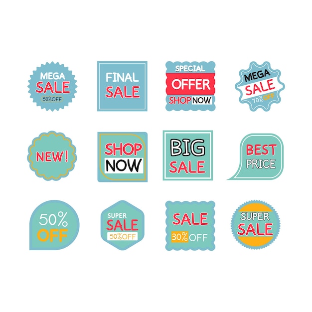 Set of Sale badges. Sale discount tags and sale labels vector.