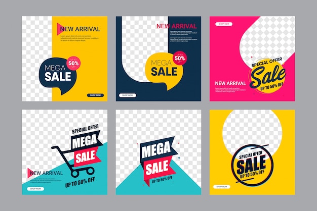 Set sale modern banner design template. Up to 50% off.