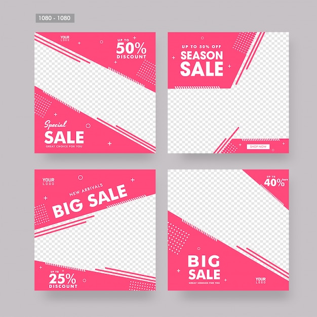 Set of sale poster or template design in flat style with differe