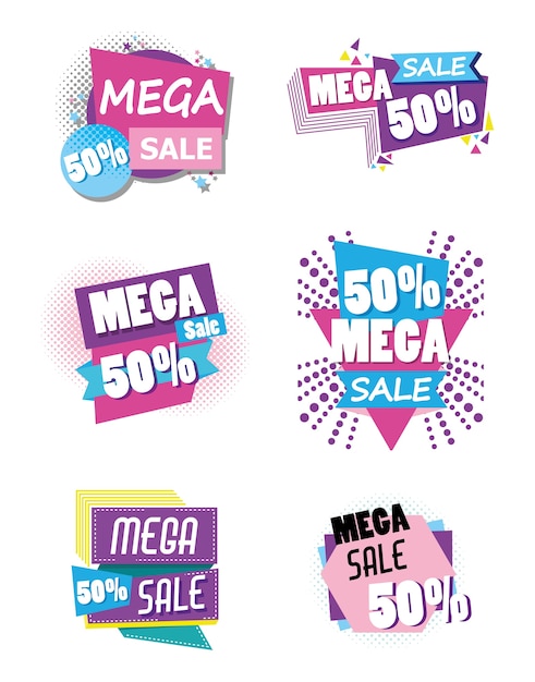 Set of sale shopping poster collection 