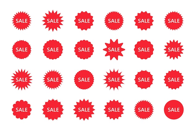 Vector set of sale star burst price stickers vector discount stamps promo boxes res round splash badges