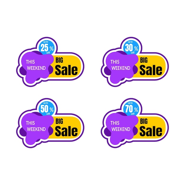 Set of Sales labels Discount label Sticker Price Promotion Vector Design