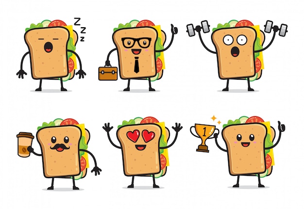 Set of sandwich character design