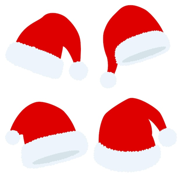 Set of Santa Claus hat isolated on white background