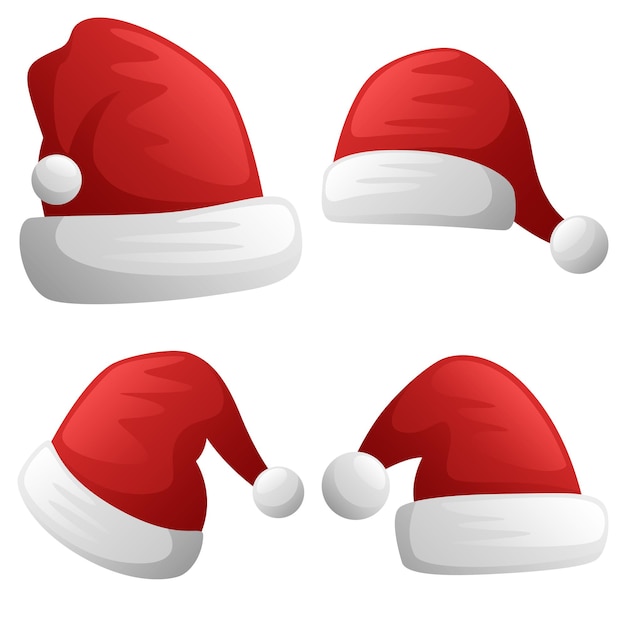 Set of Santa Claus hat isolated on white background