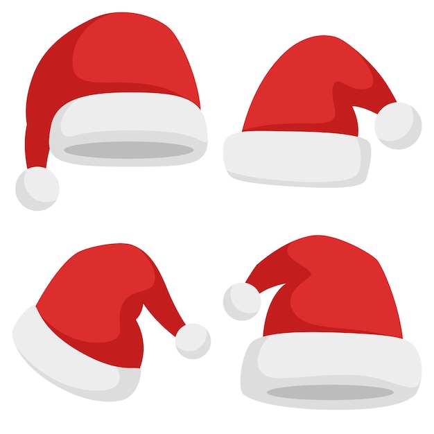 Set of Santa Claus hat isolated on white background