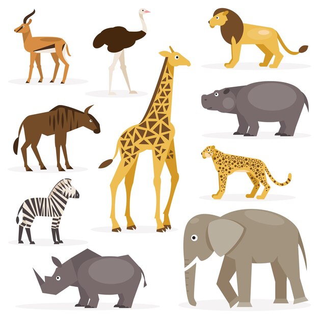 Vector set savanna animals vector illustration