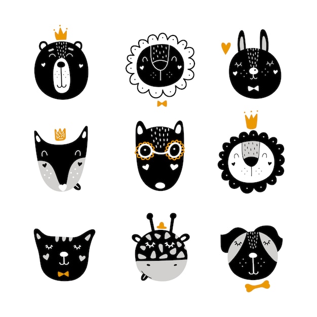 Set of scandinavian cute animals