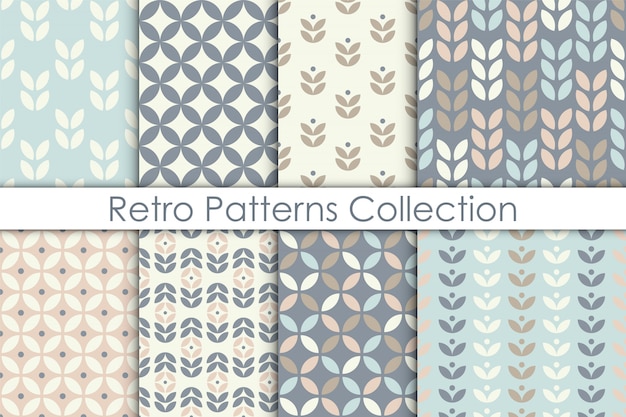 Set of Scandinavian style floral seamless pattern. 