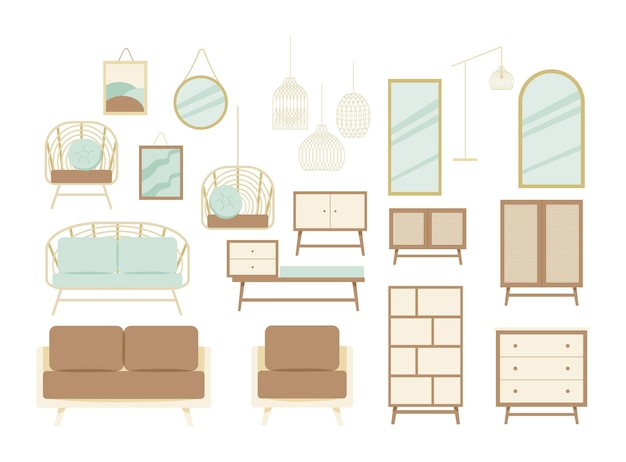 Set of Scandinavian style furniture icons