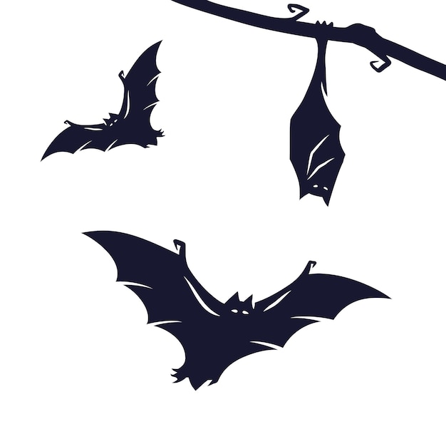 Set of scary horrible bats for halloween holiday design. October party banner, poster or postcard