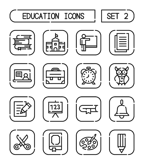 Vector set of school and education icons