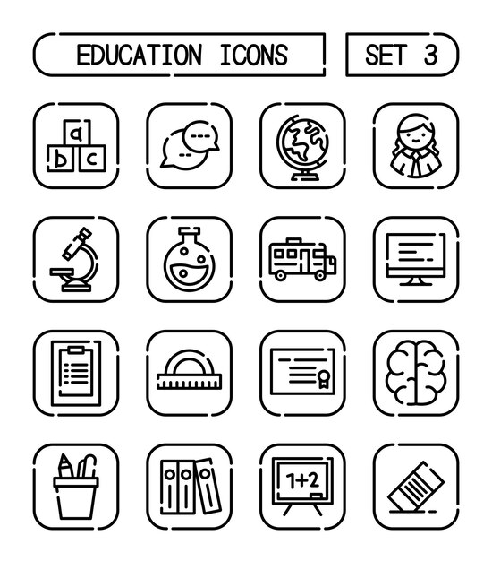 Vector set of school and education icons