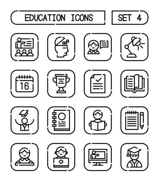 Vector set of school and education icons