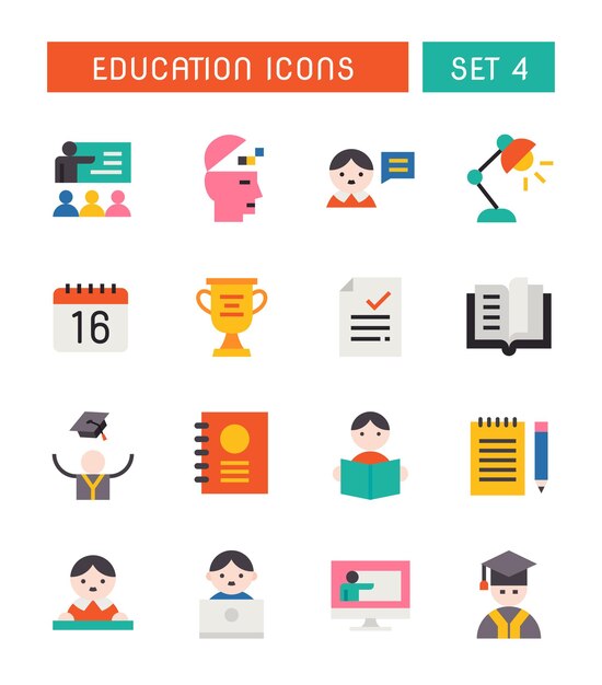 Vector set of school and education icons