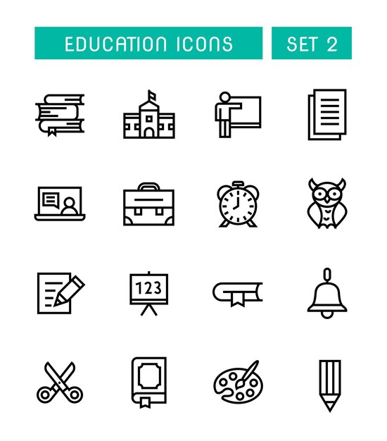 Vector set of school and education icons