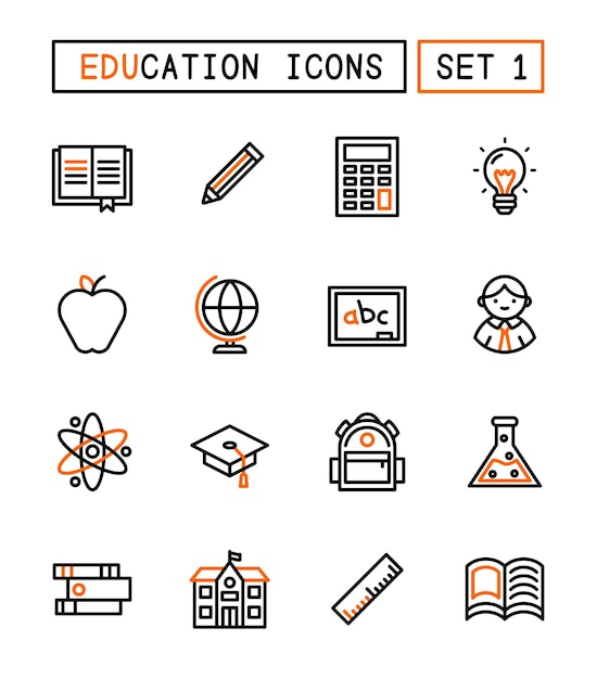 Vector set of school and education icons