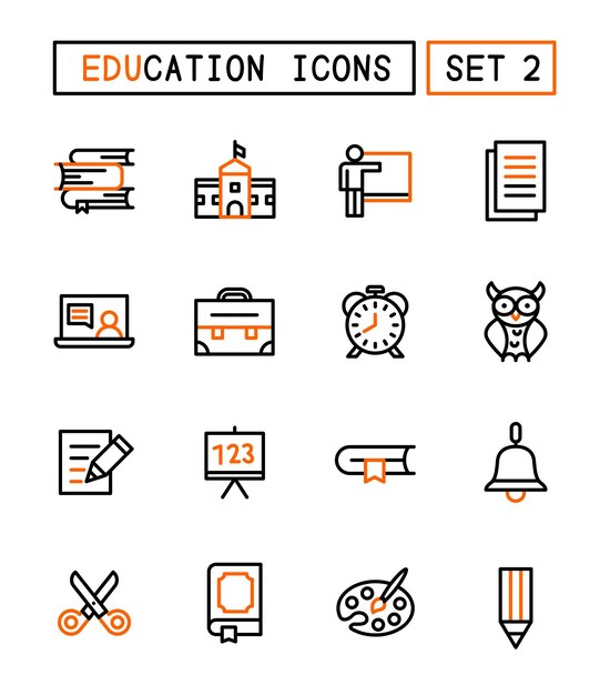 Vector set of school and education icons