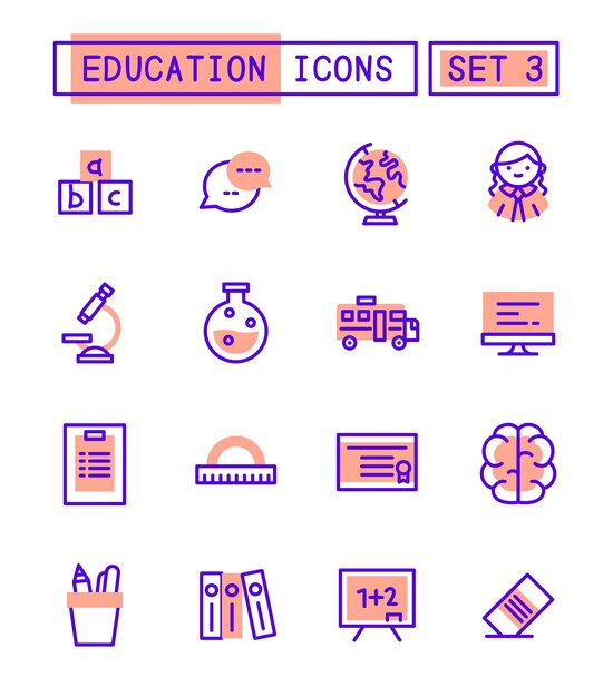 Vector set of school and education icons