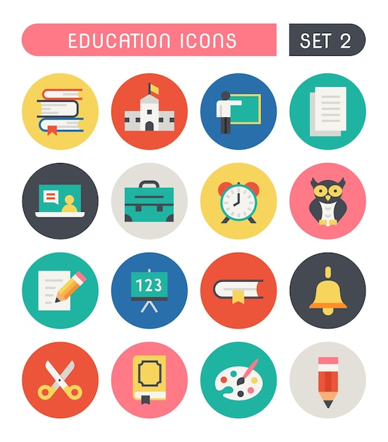 Vector set of school and education icons