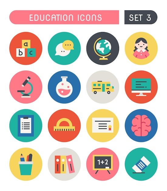 Vector set of school and education icons