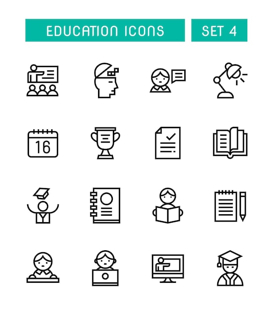 Vector set of school and education icons