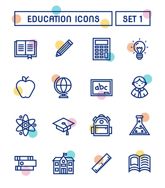 Vector set of school and education icons