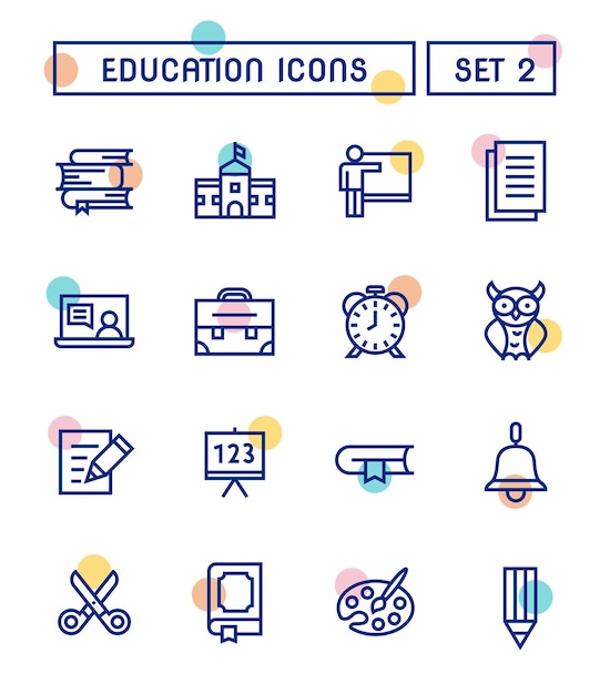 Vector set of school and education icons