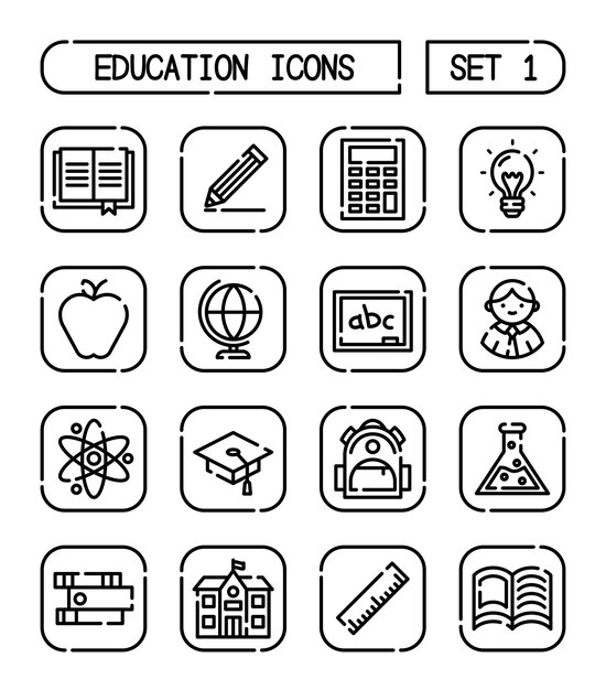 Vector set of school and education icons