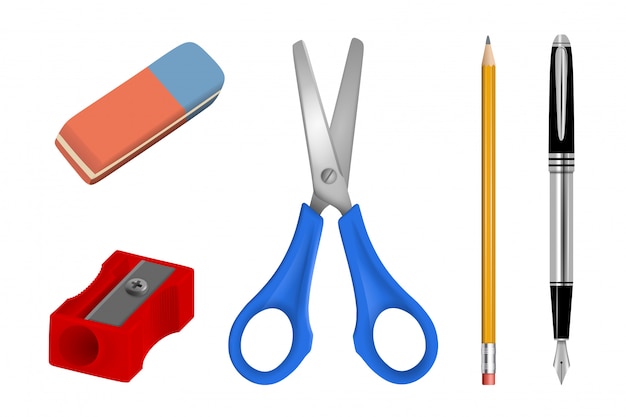 Set of school and office supplies. Realistic illustration of school and office accessories