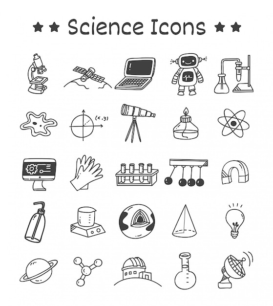 Set of Science Icons in Doodle Style