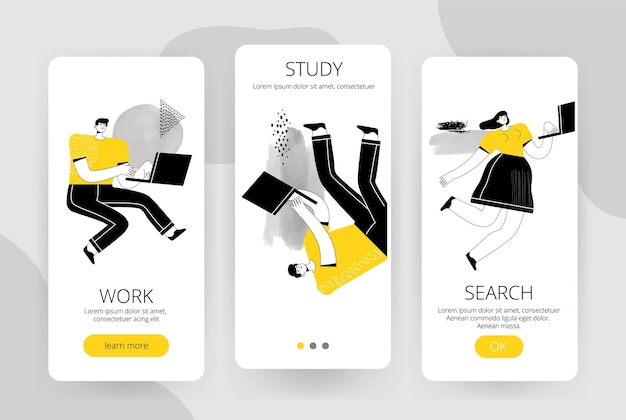 Set of screens for a mobile application