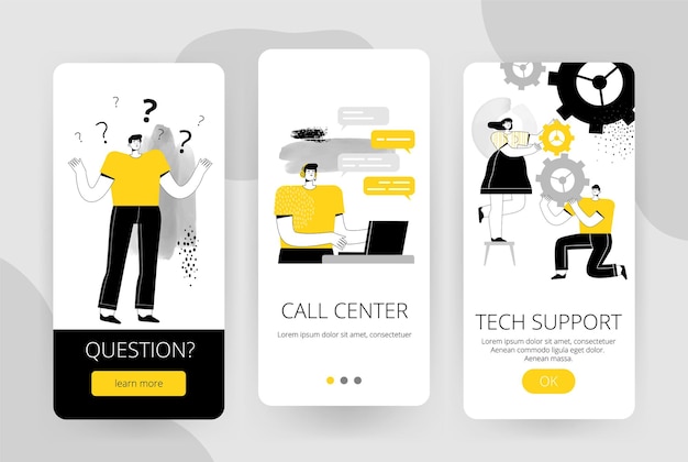 Set of screens for a mobile application