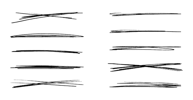 A set of scribble underlines Underline markers collection Vector illustration of doodle lines