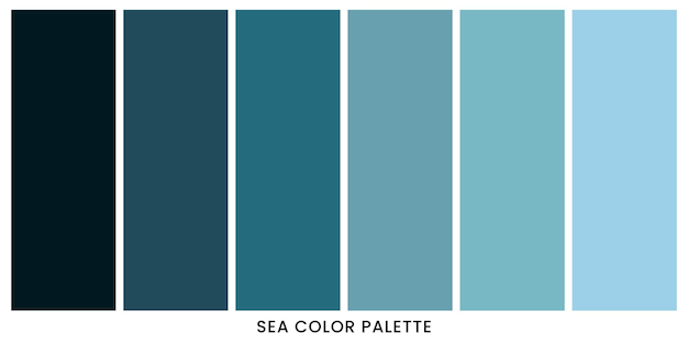 Set of Sea color palette combination in rgb hex Color palette for ui ux design