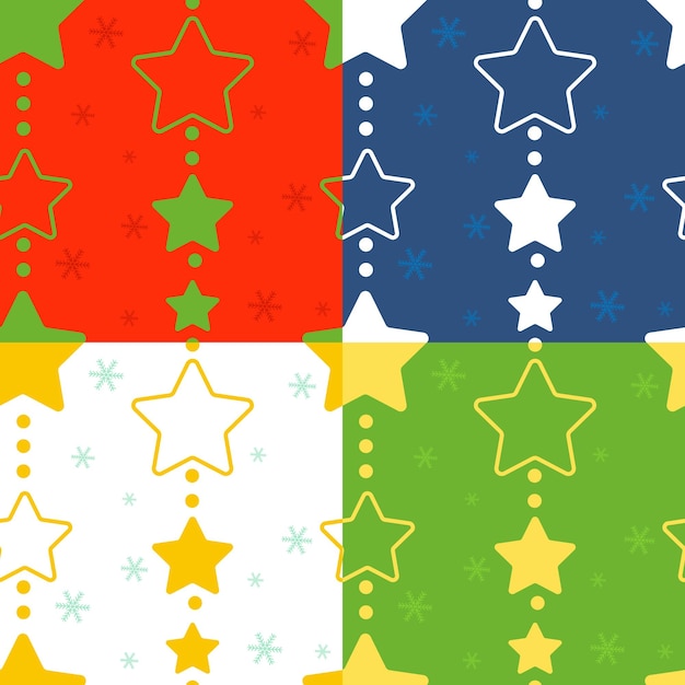 A set of seamless Christmas patterns with garlands of stars