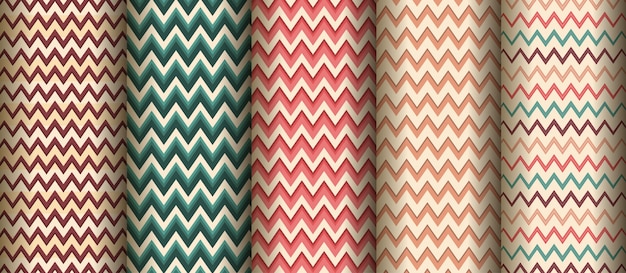 Set of seamless creative zigzag pattern background