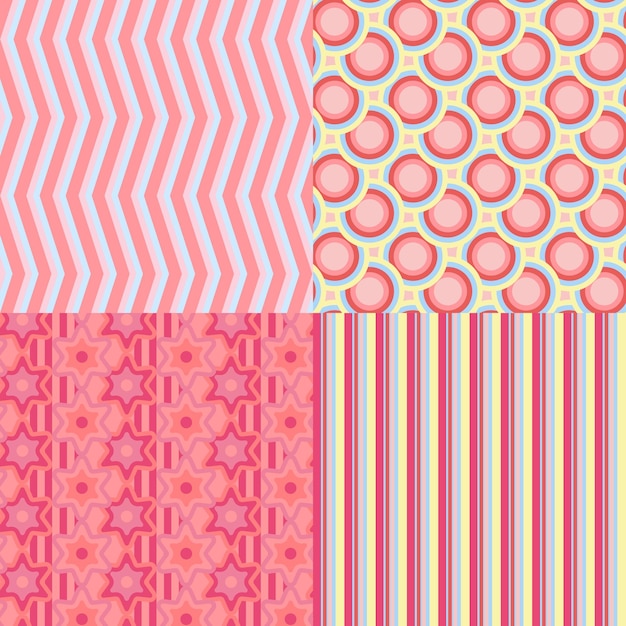 Set of seamless fabric or paper geometric patterns