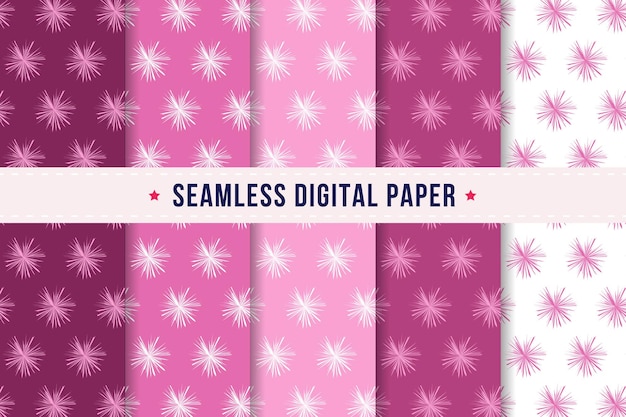 Set of seamless flower patterns collection