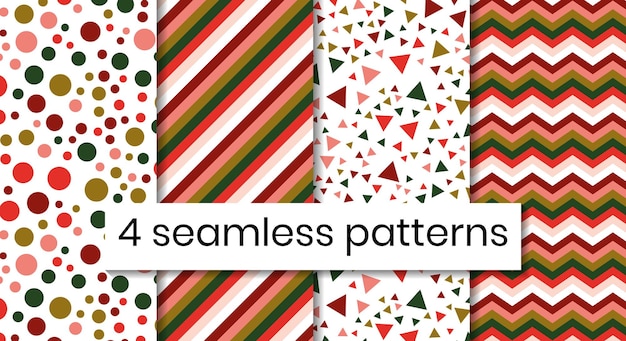 Set of seamless geometric pattern in bright colors