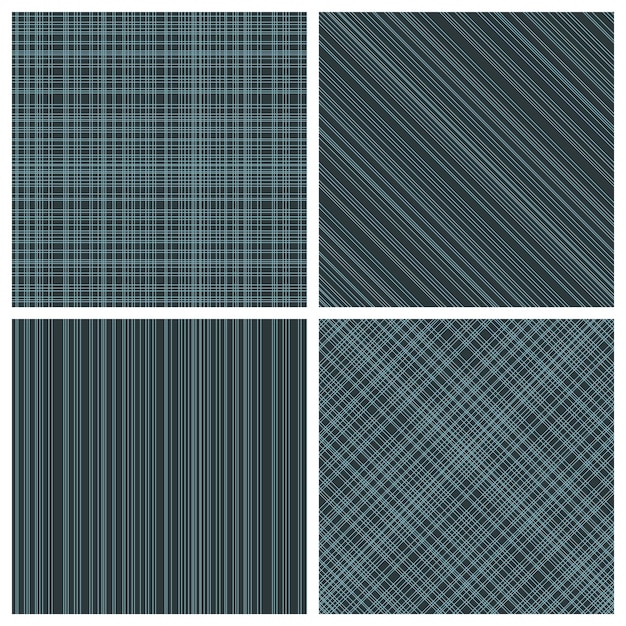 Set of seamless hatch vector patterns Dark blue textured backgrounds