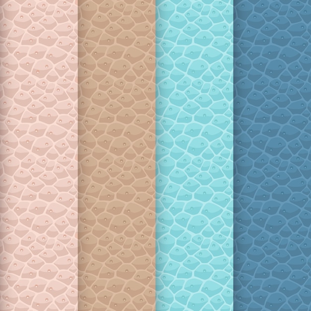   set of seamless leather textures. Soft colours palette. Pinkish beige, tan, turquoise and muted blue tints. Pure leatherette surface with a realistic repeating pattern.